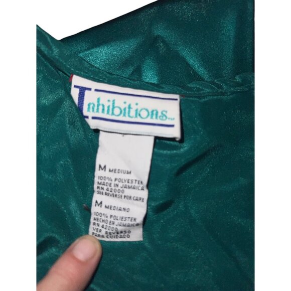 Vintage Inhibitions Satin Embroidered 80's Button Front Sz Medium Nightgown - Picture 4 of 16